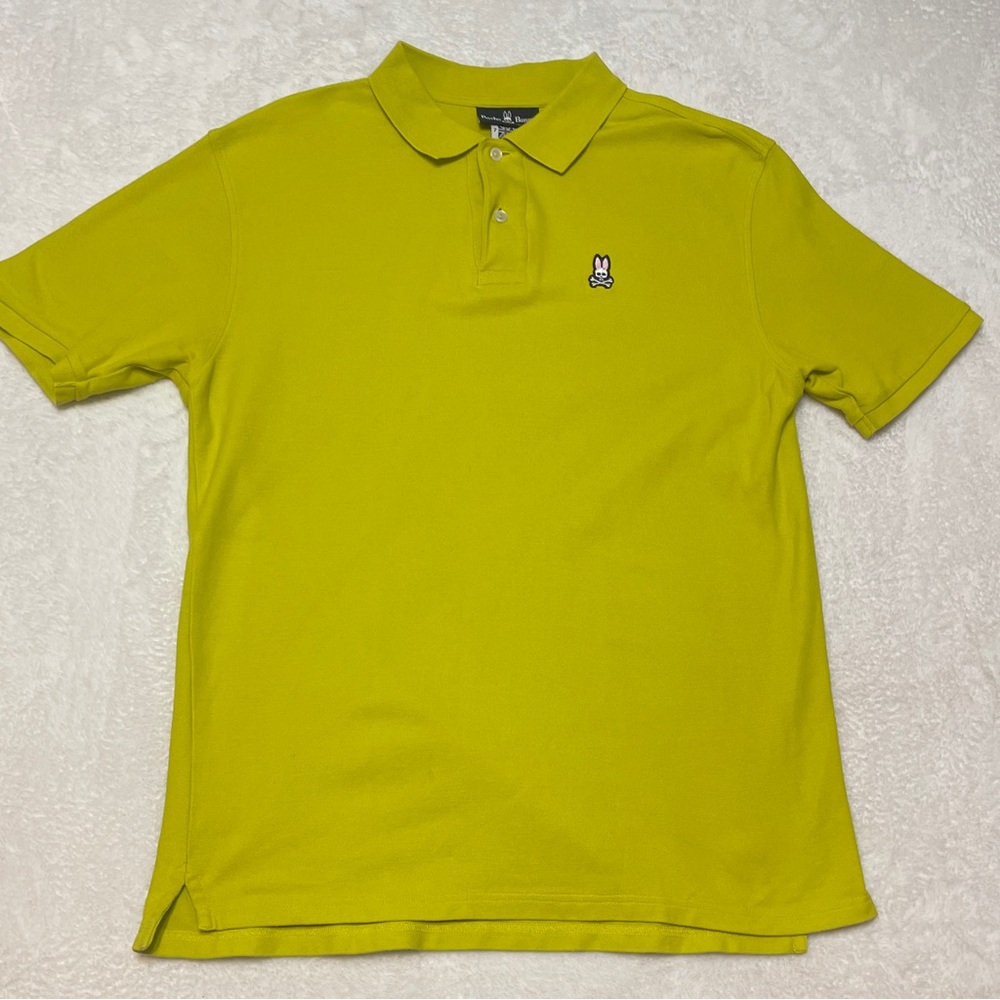 Psycho Bunny‎ Chartreuse Lime Green Shirt Sleeve Pima Cotton Polo Shirt Men's 7